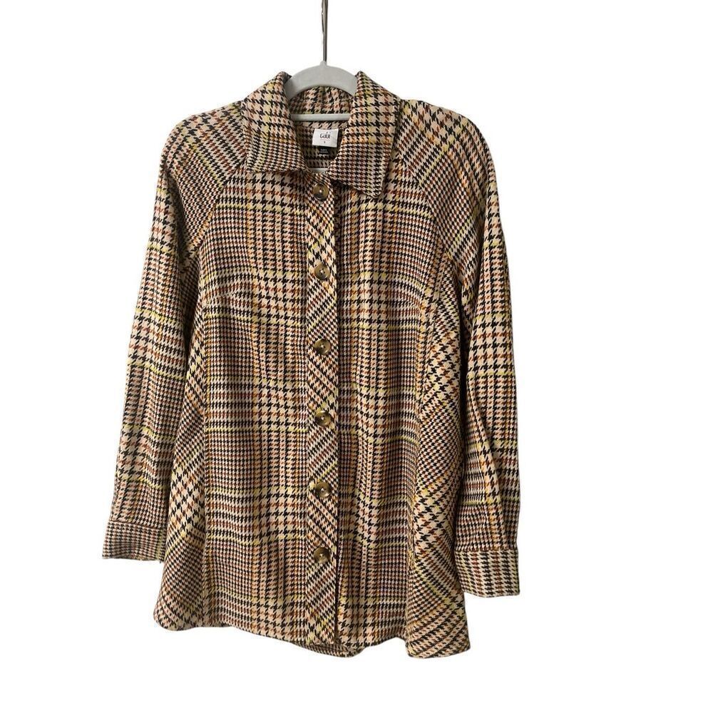 CAbi Yorkshire Shacket tan & brown plaid #4298 sz Small